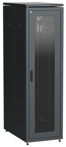 ITK LINEA N Шкаф напольный сетевой 19" 42U 800х1000мм стеклянная передняя дверь задняя металлическая черный | код LN05-42U81-GM | IEK